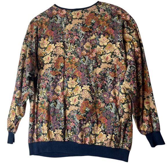 Vtg Women's L All Over Print Floral Shirt Long Sleeve Granny Grandmacore Cottage - Picture 3 of 5